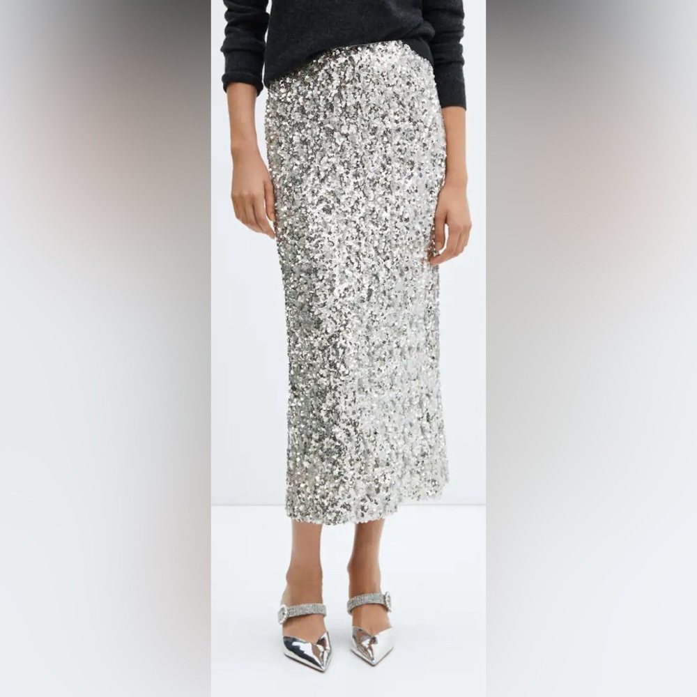 NWT! Mango Midi Sequin Skirt, size L